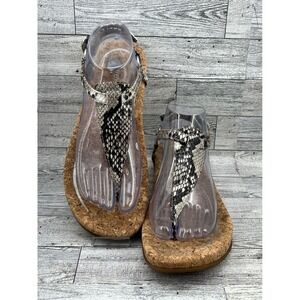 Aetrex Cork Footbed Sandals Snake Print Women Size US 9-9.5 EUR 40